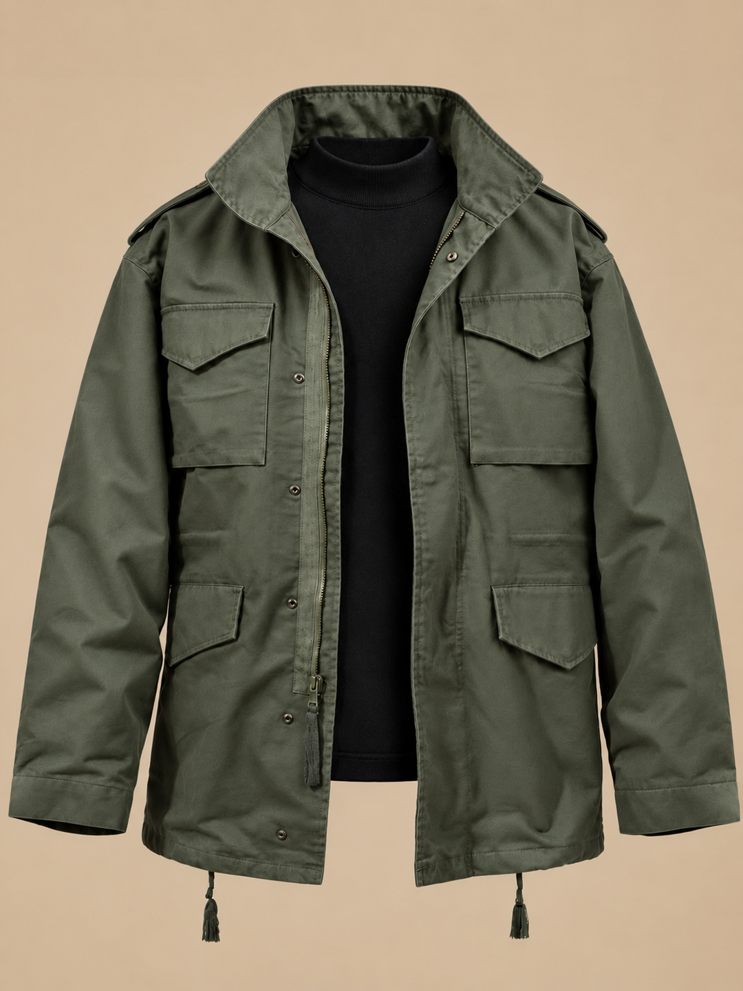 Ole Herren Übergangsjacke mit vier Pattentaschen, Reißverschluss und Druckknöpfen – Grün
