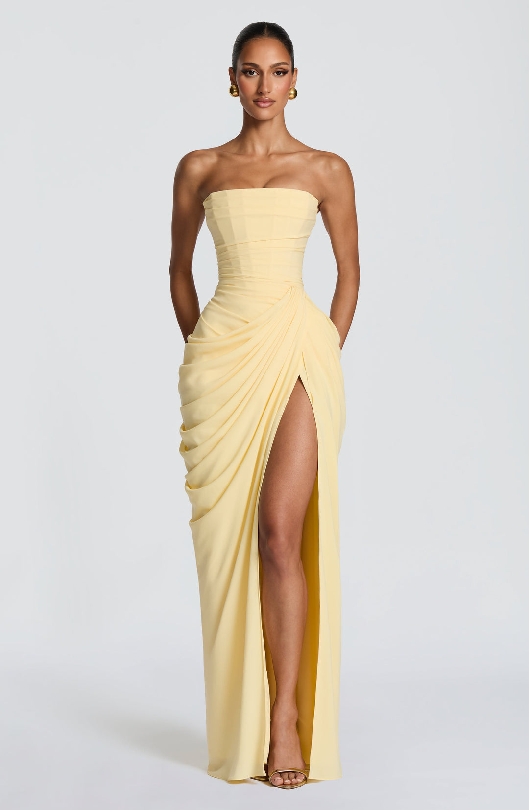 Olivia | Maxikleid mit Schnürung und Schlitz