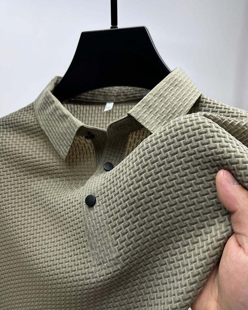 Oskar | Herren Strukturiertes Kurzarm-Poloshirt