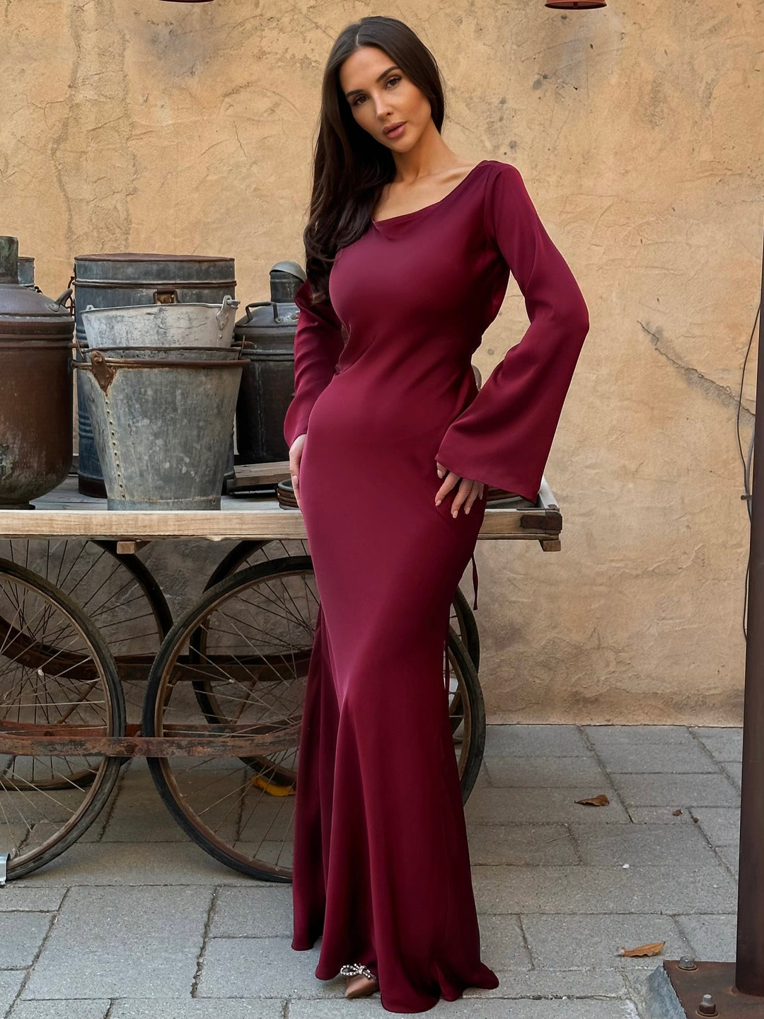 Ottilie | Langärmliges Fließendes Maxikleid