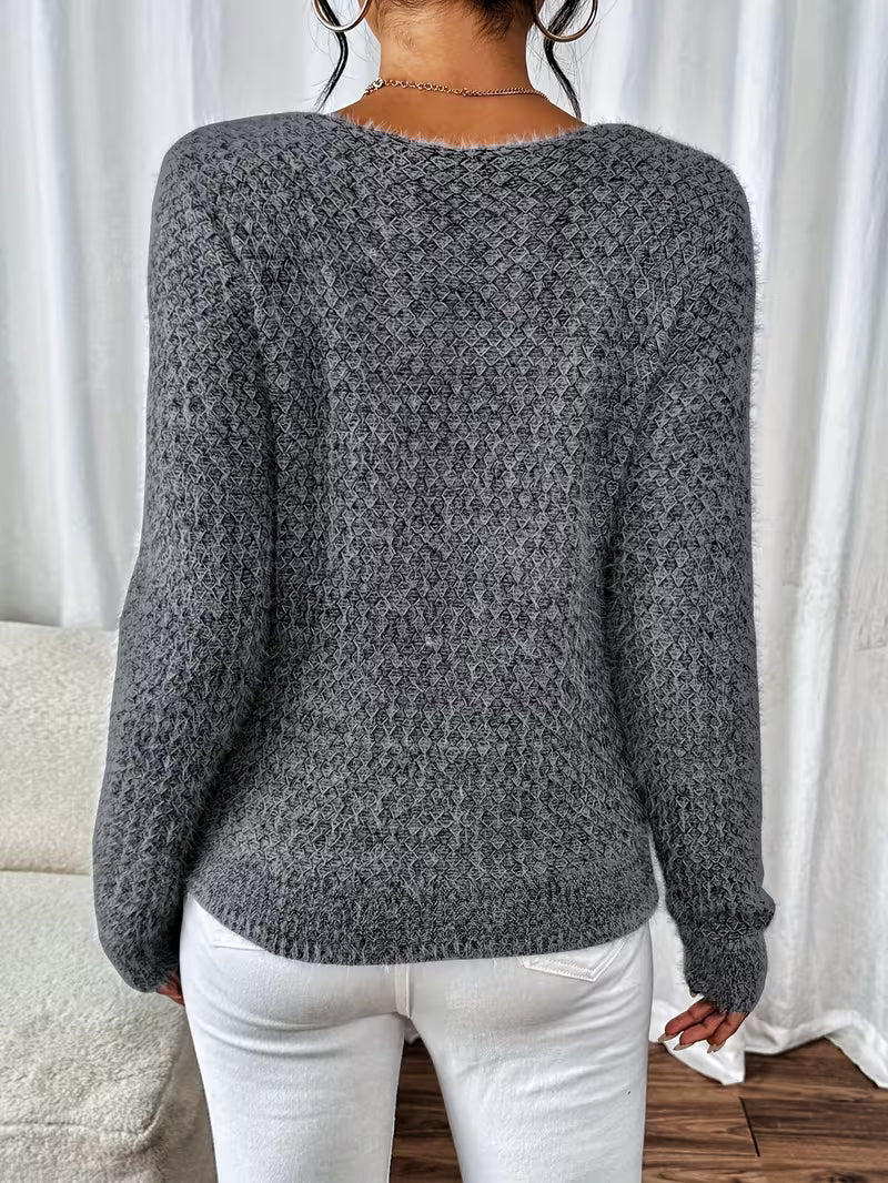 Paula Damen weiter Strickpullover mit V-Ausschnitt und lockerer Silhouette