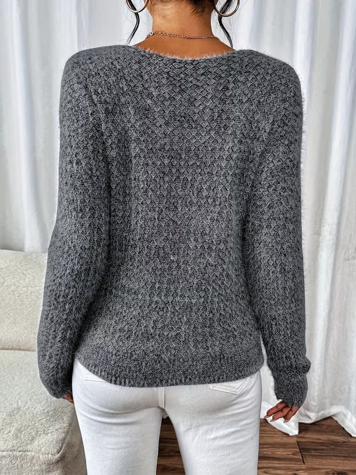 Paula Damen weiter Strickpullover mit V-Ausschnitt und lockerer Silhouette