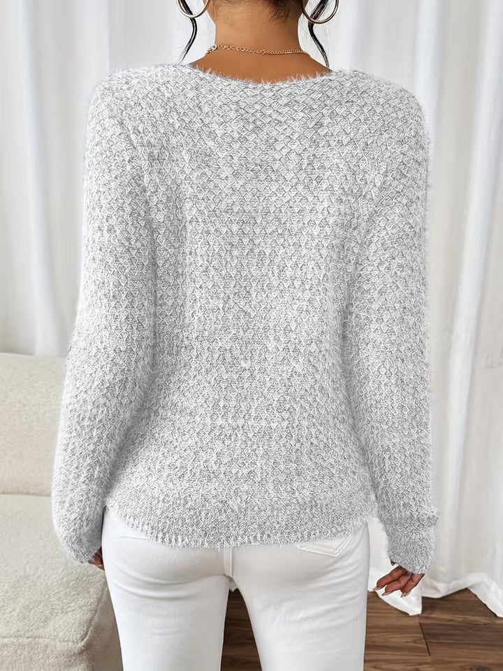Paula Damen weiter Strickpullover mit V-Ausschnitt und lockerer Silhouette