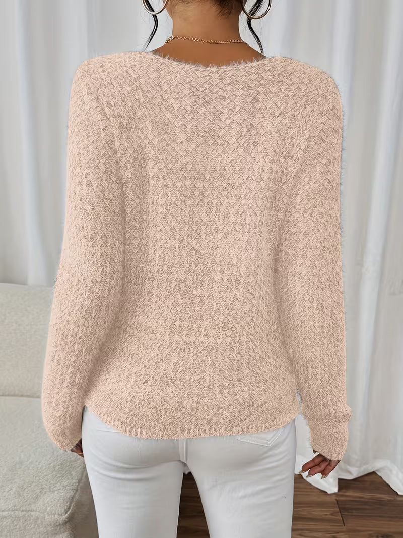 Paula Damen weiter Strickpullover mit V-Ausschnitt und lockerer Silhouette
