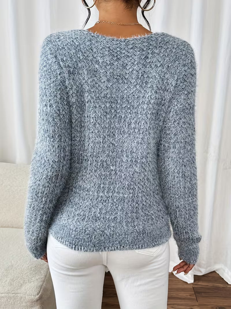 Paula Damen weiter Strickpullover mit V-Ausschnitt und lockerer Silhouette