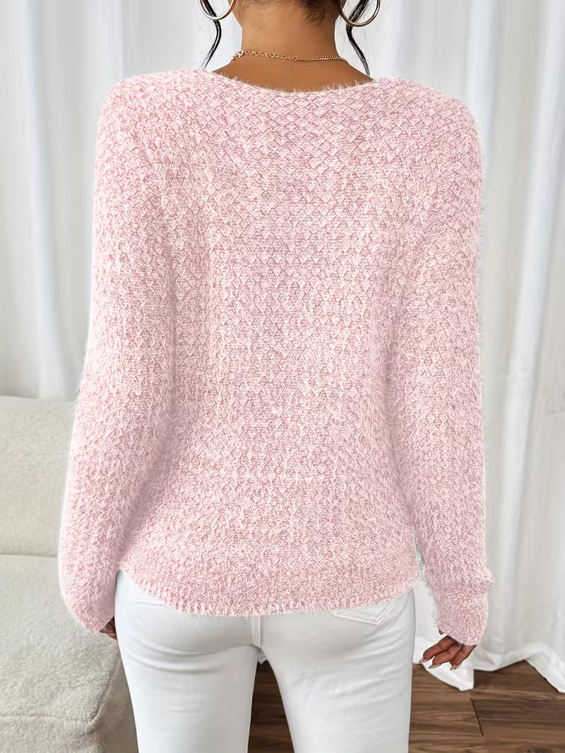 Paula Damen weiter Strickpullover mit V-Ausschnitt und lockerer Silhouette