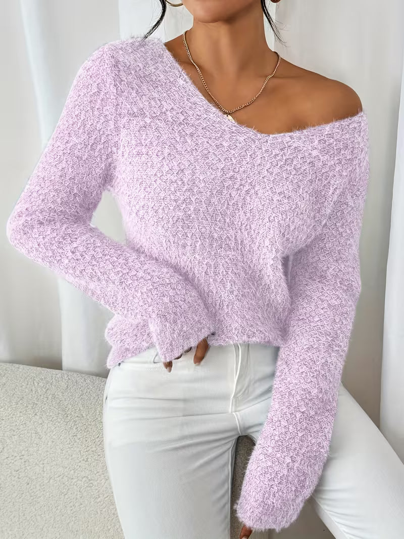 Paula Damen weiter Strickpullover mit V-Ausschnitt und lockerer Silhouette