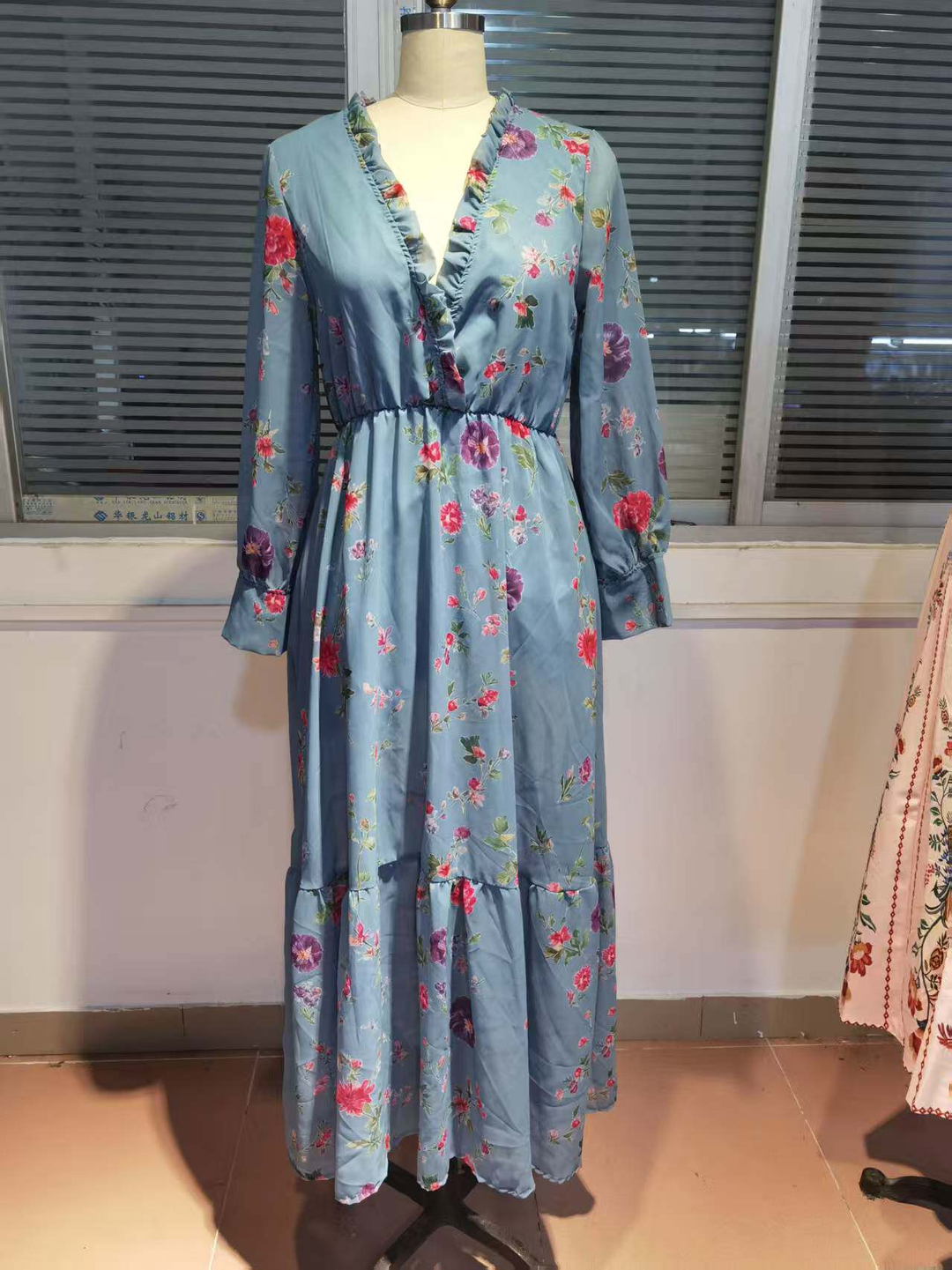 Pauline | Damen Boho Maxikleid mit Rüschen