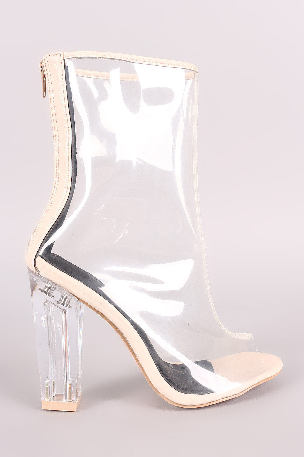 Petra Damen Transparente Stiefeletten mit Blockabsatz – Nude