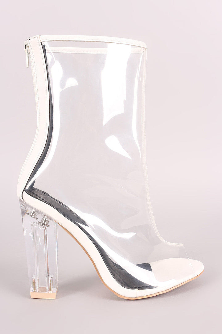 Petra Damen Transparente Stiefeletten mit Blockabsatz – Weiß