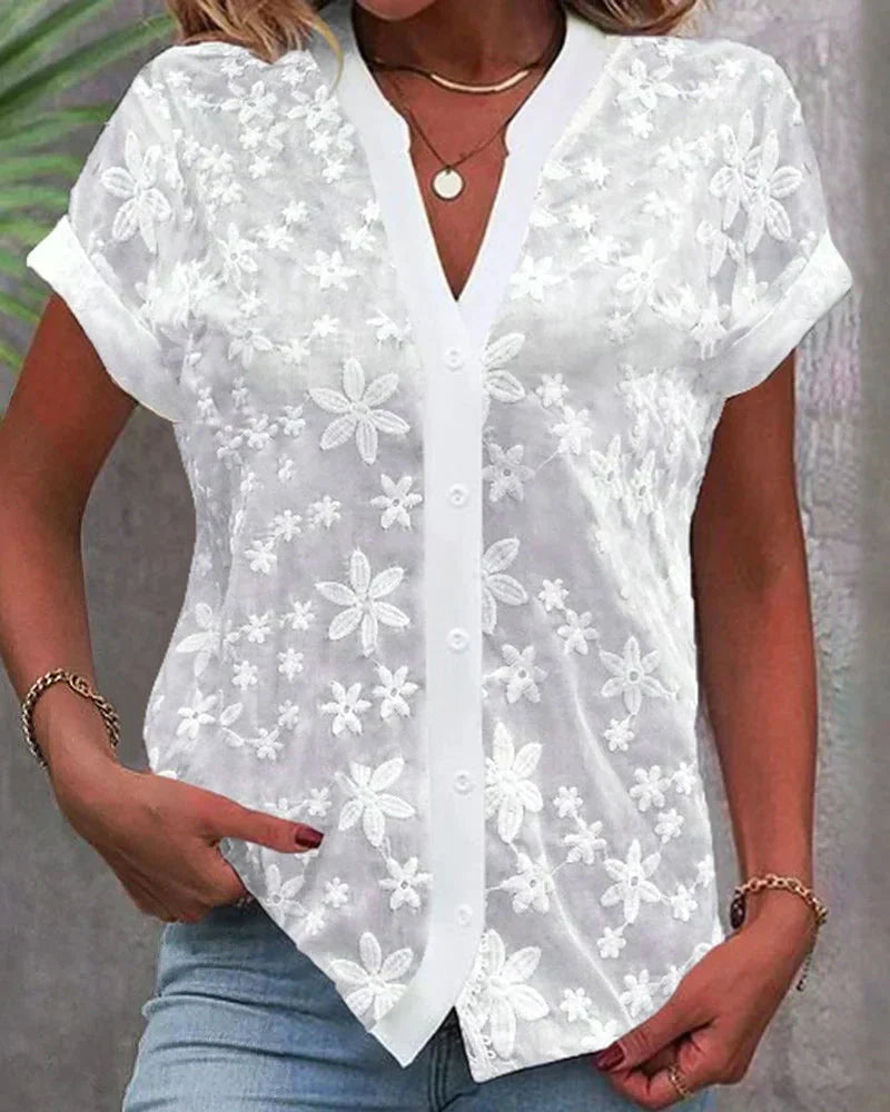 Poppy | Damen Verspielte Spitzen Sommerbluse