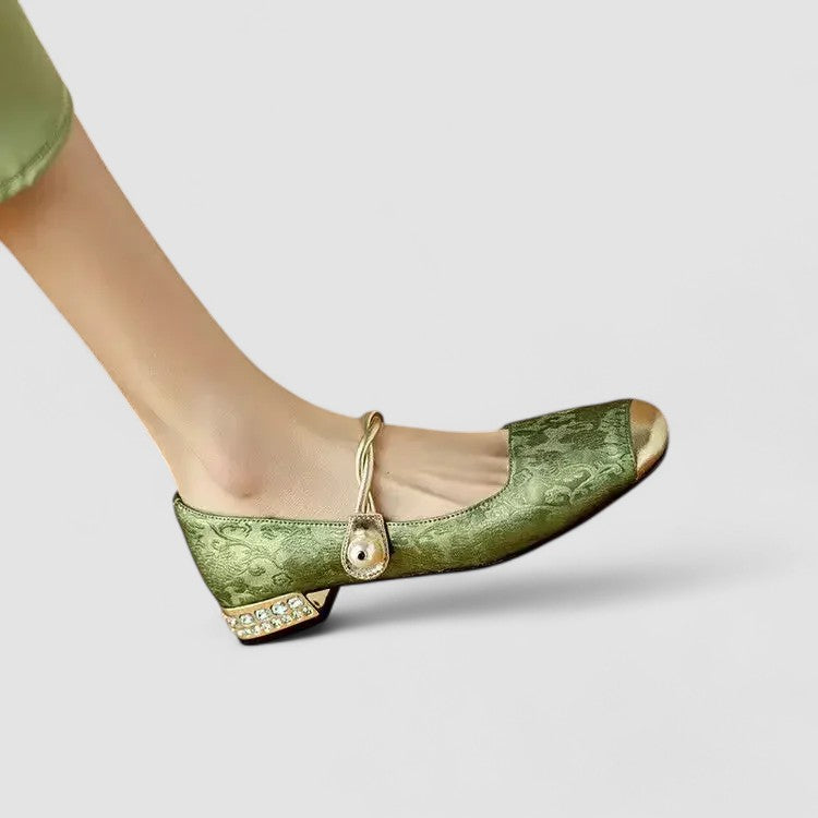 Pumps Damen mit Eckiger Zehenpartie Spannriemen und Blockabsatz