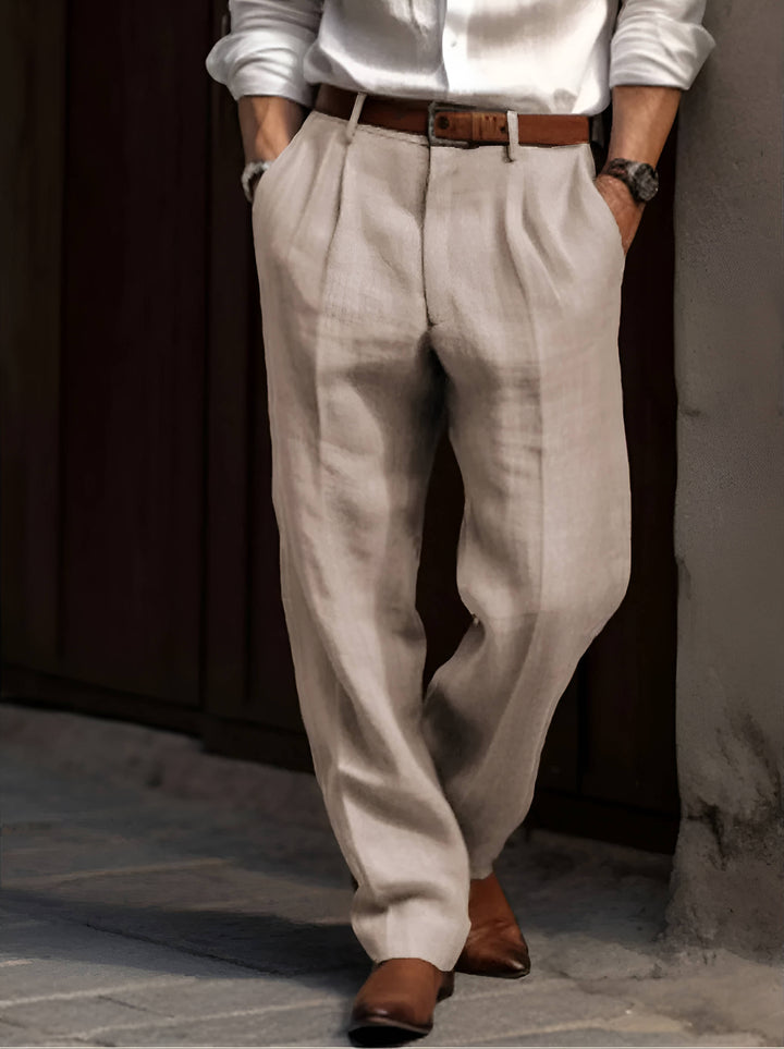 Rafael | Herren Leichte Bundfalten-Leinenhose