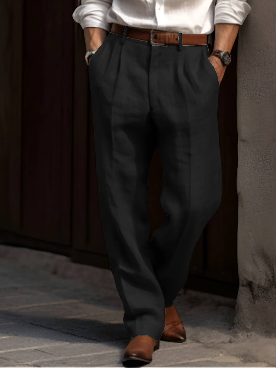 Rafael | Herren Leichte Bundfalten-Leinenhose
