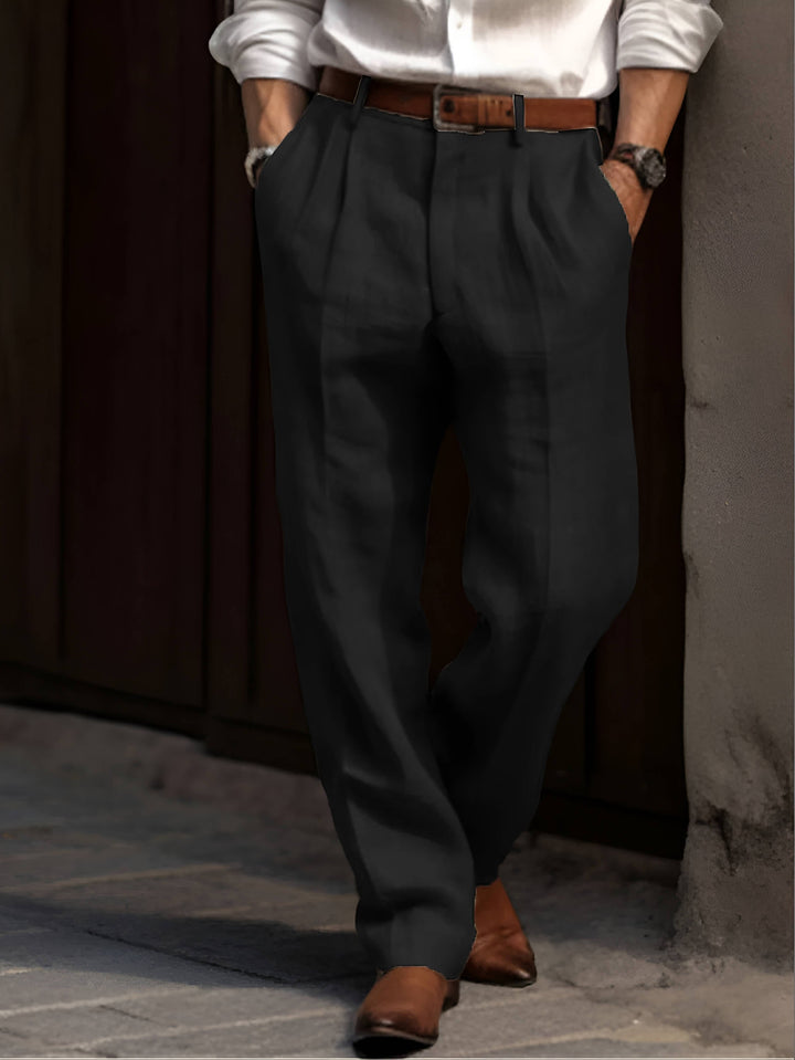 Rafael | Herren Leichte Bundfalten-Leinenhose