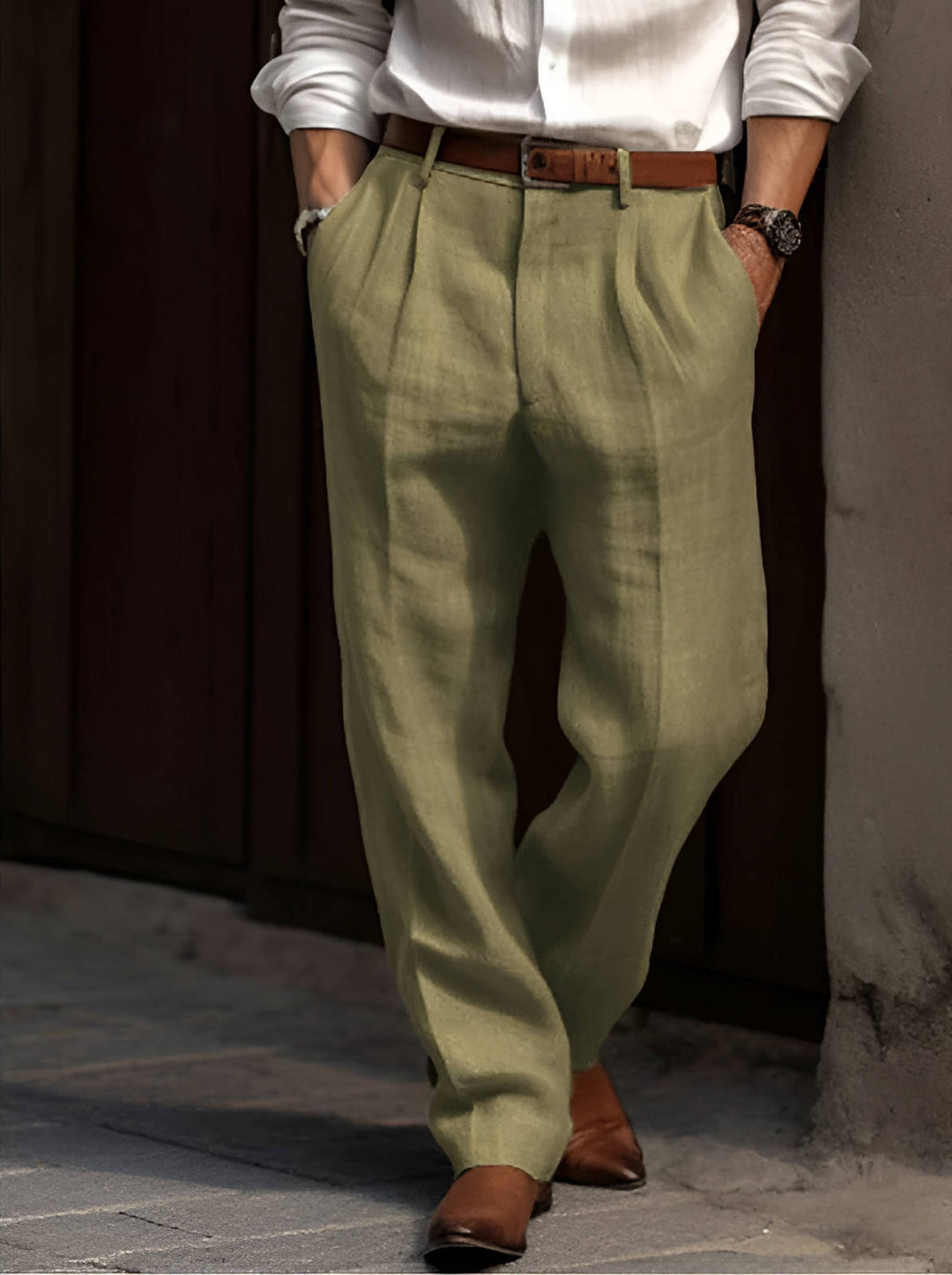 Rafael | Herren Leichte Bundfalten-Leinenhose