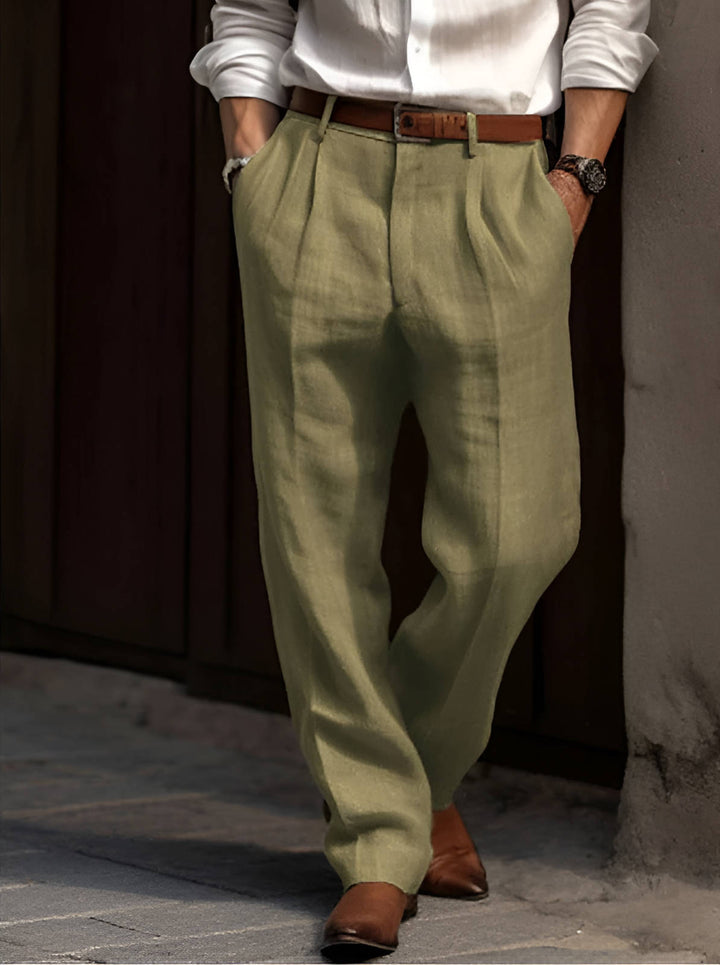 Rafael | Herren Leichte Bundfalten-Leinenhose