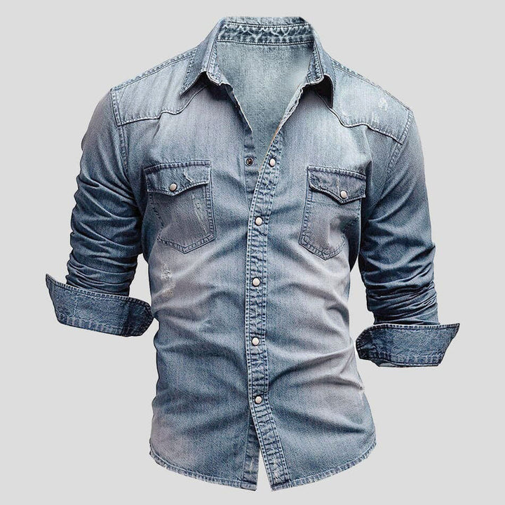 Ralf | Herren Jeanshemd Langarm im Used-Look