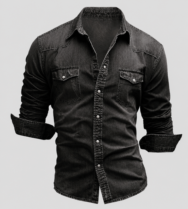 Ralf | Herren Jeanshemd Langarm im Used-Look