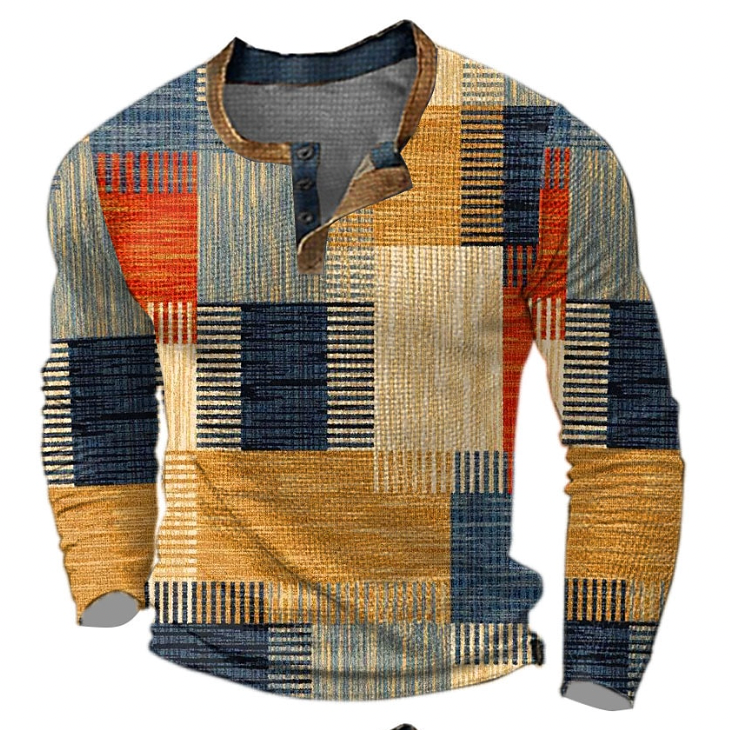Reik | Herren Henley Sweatshirt mit Muster