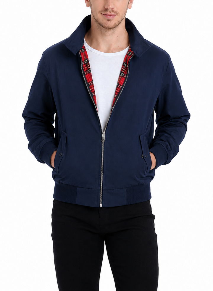 Rex | Herren klassische Harrington Jacke mit Tartan-Futter