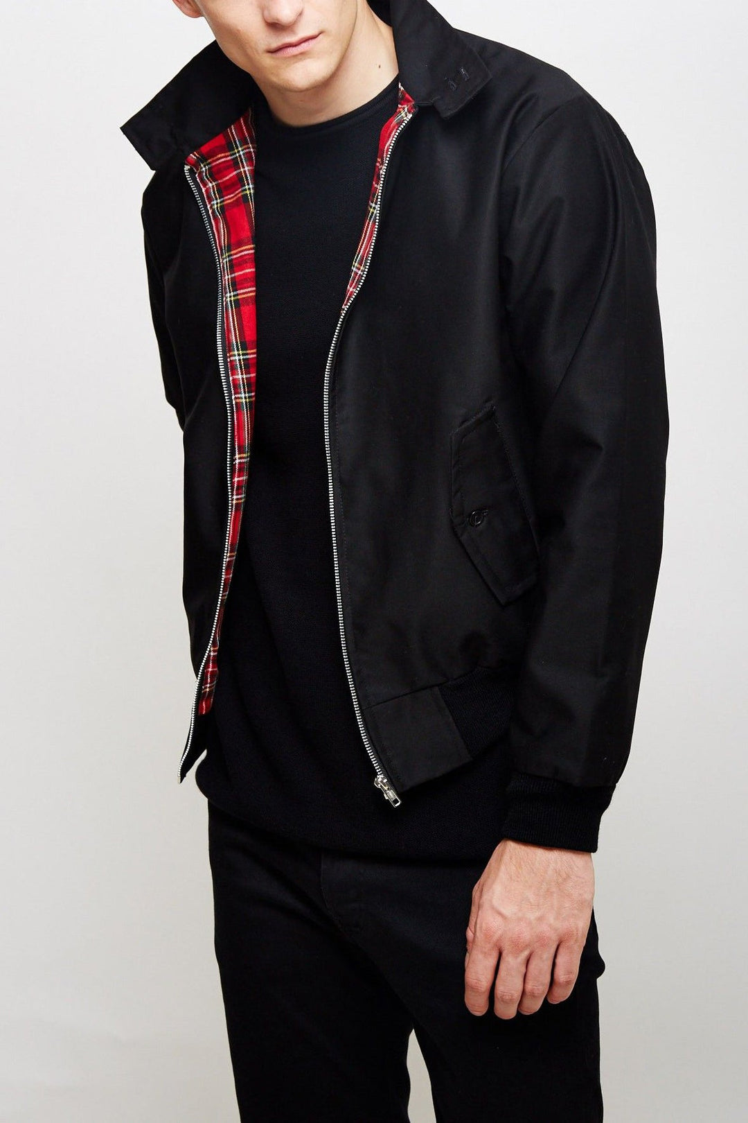 Rex | Herren klassische Harrington Jacke mit Tartan-Futter