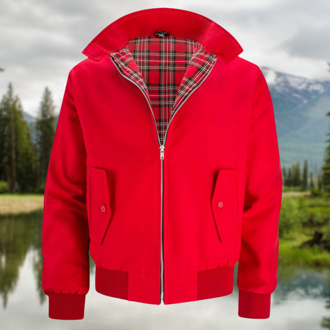 Rex | Herren klassische Harrington Jacke mit Tartan-Futter