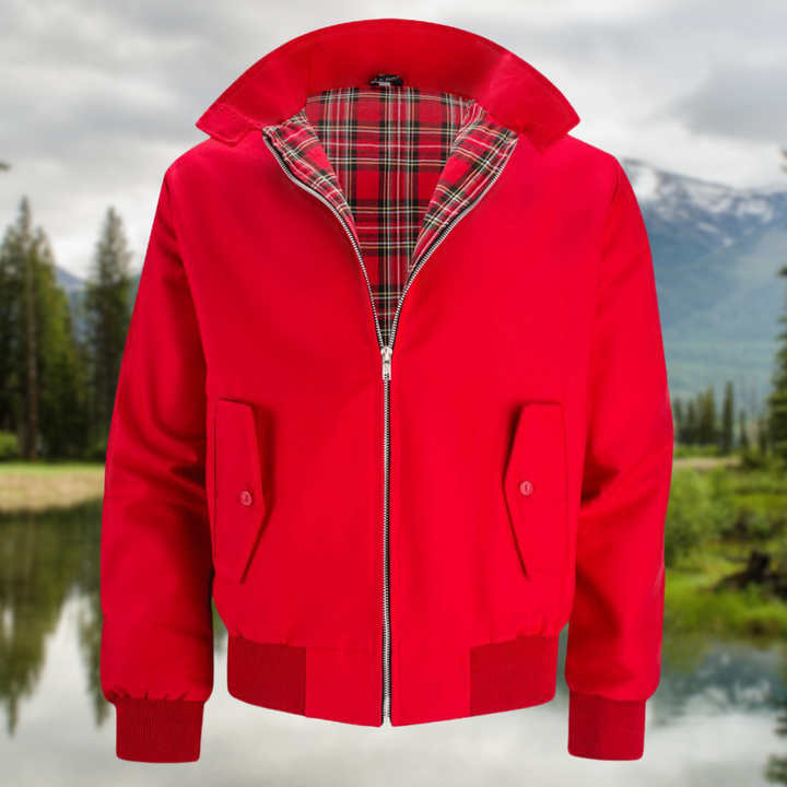 Rex | Herren klassische Harrington Jacke mit Tartan-Futter