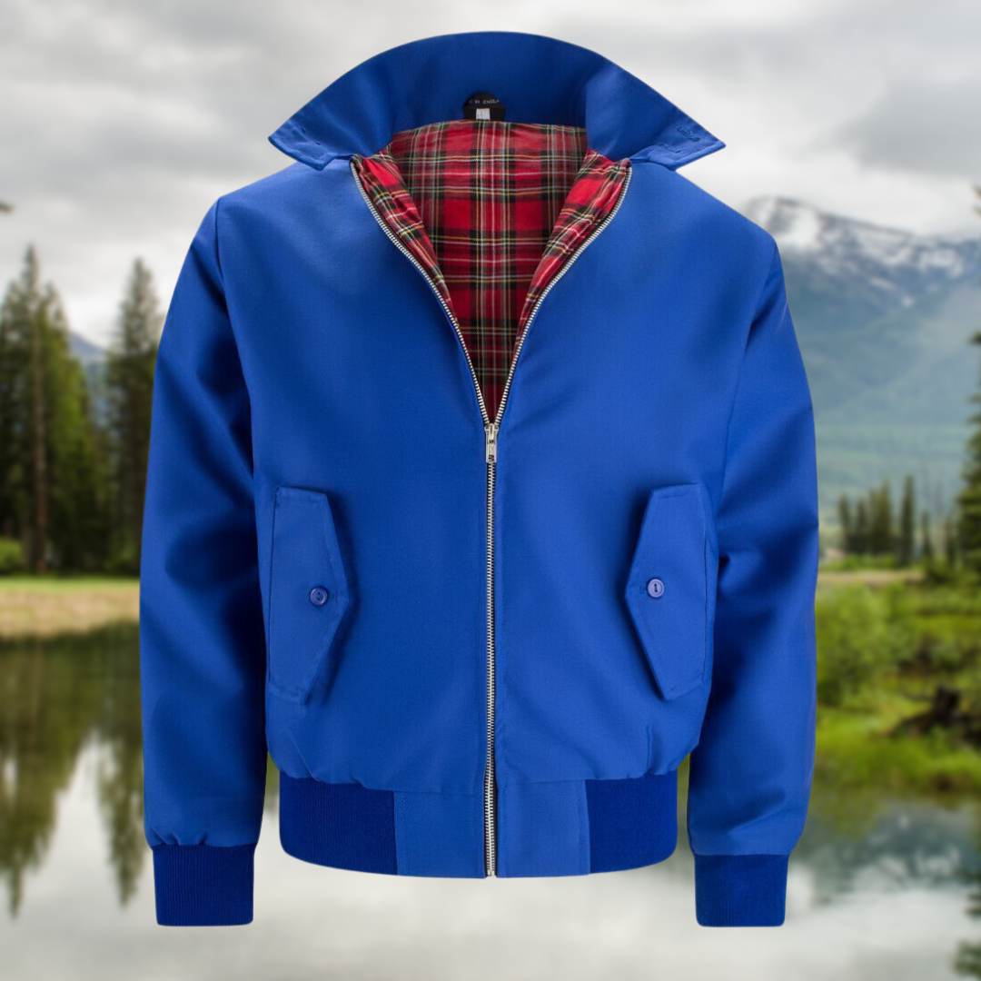 Rex | Herren klassische Harrington Jacke mit Tartan-Futter