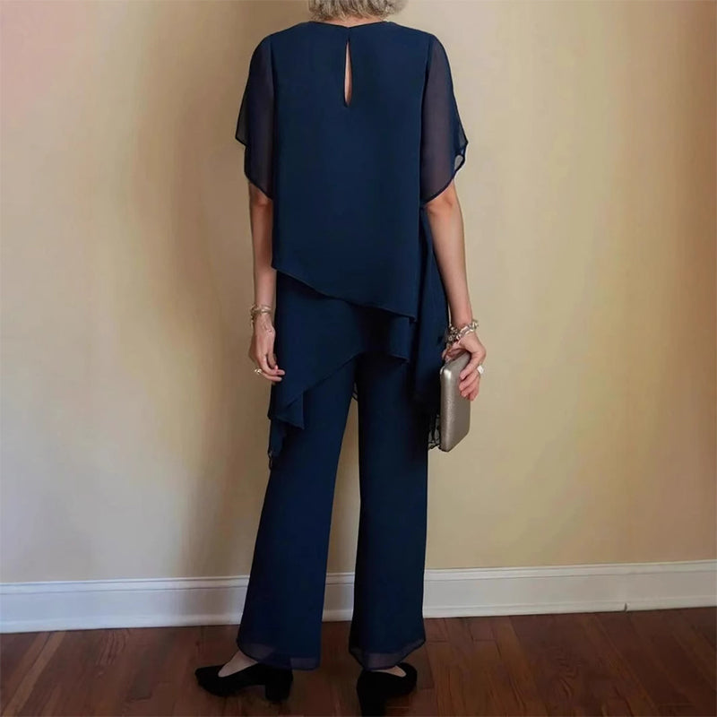 Rieke Damen Zweiteiler mit asymmetrischem Lagentop und weiter Hose