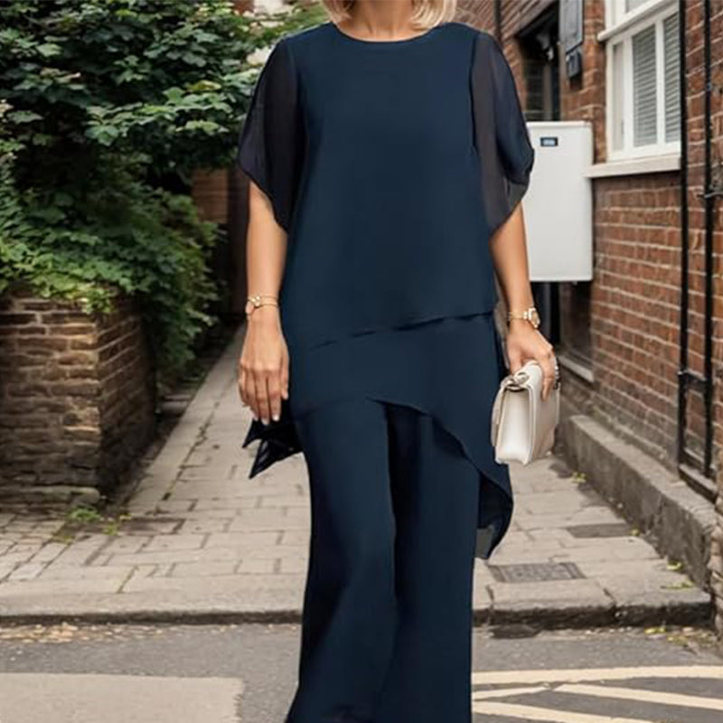 Rieke Damen Zweiteiler mit asymmetrischem Lagentop und weiter Hose