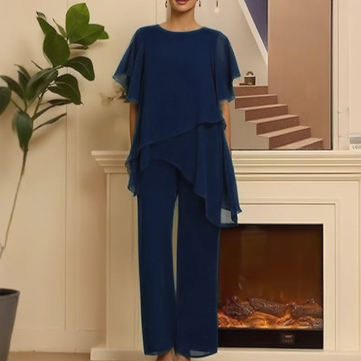 Rieke Damen Zweiteiler mit asymmetrischem Lagentop und weiter Hose