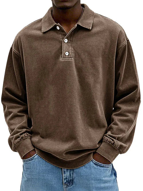 Robert | Herren Langarm Polo-Sweatshirt