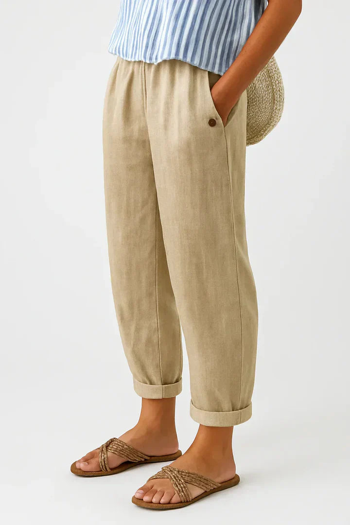 Romy | Damen Lässige Sommer Hose mit Tunnelzug