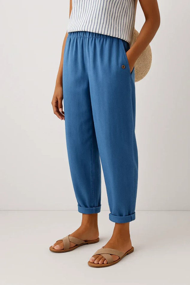 Romy | Damen Lässige Sommer Hose mit Tunnelzug
