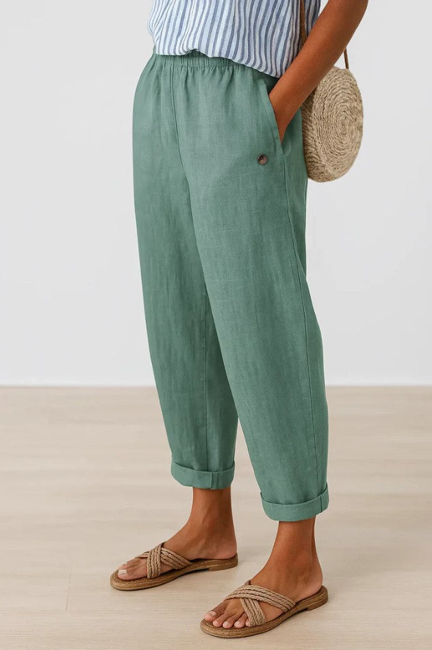 Romy | Damen Lässige Sommer Hose mit Tunnelzug