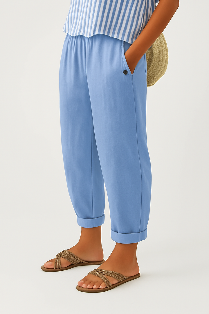 Romy | Damen Lässige Sommer Hose mit Tunnelzug