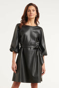 Romy | Damen Minikleid mit Ballonärmeln und Schleifengürtel