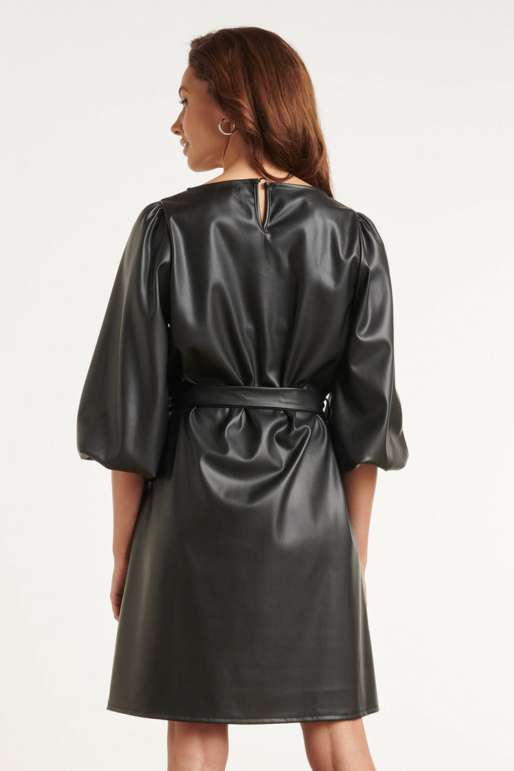 Romy Damen Minikleid mit Ballonärmeln und Schleifengürtel