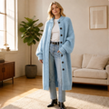 Ronja | Damen Lange Oversize-Strickjacke mit Grobstrick und Knopfleiste