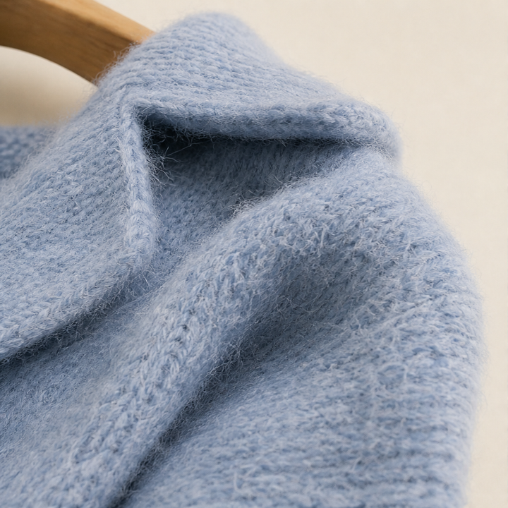 Ronja Damen Lange Oversize-Strickjacke mit Grobstrick und Knopfleiste