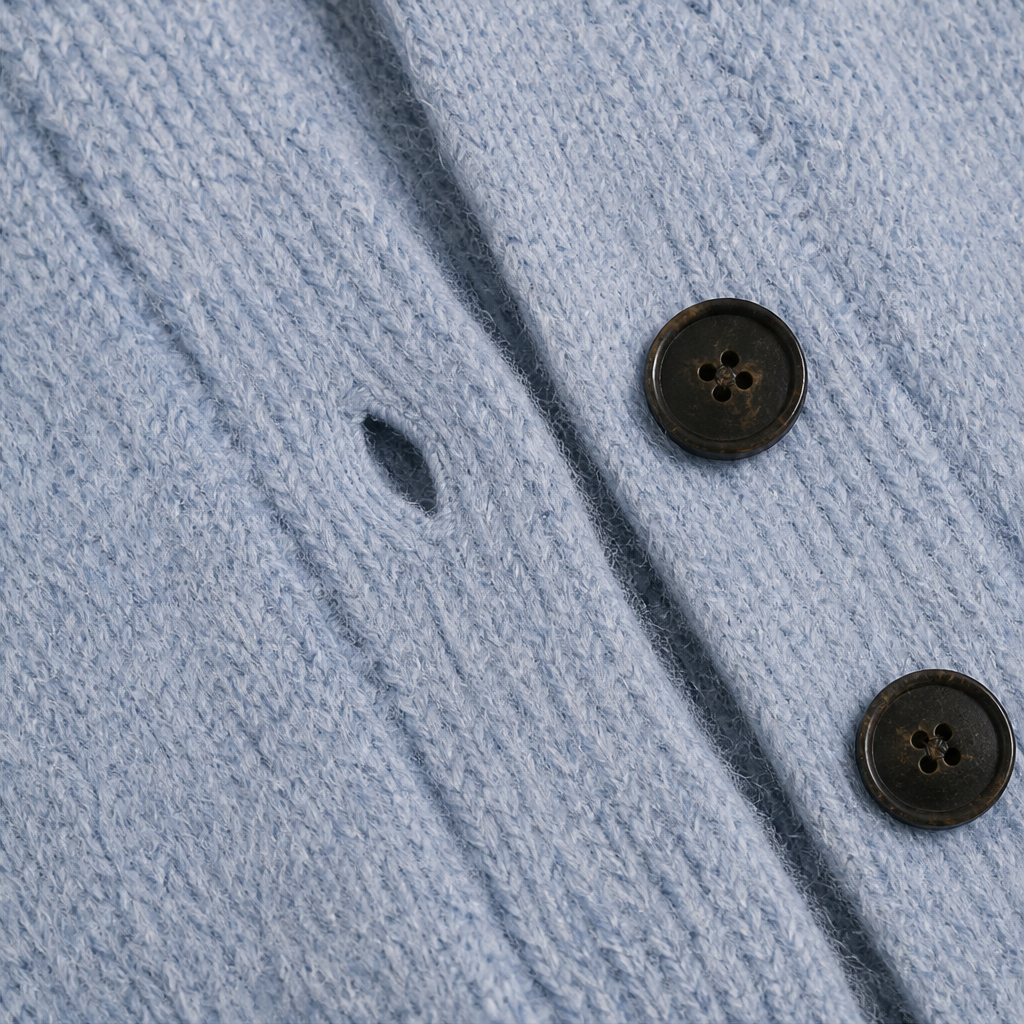 Ronja Damen Lange Oversize-Strickjacke mit Grobstrick und Knopfleiste