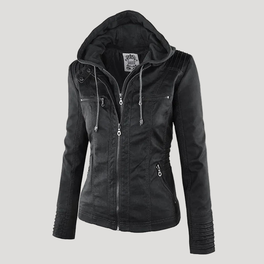 Ronja | Wetterfeste Kapuzen-Lederjacke