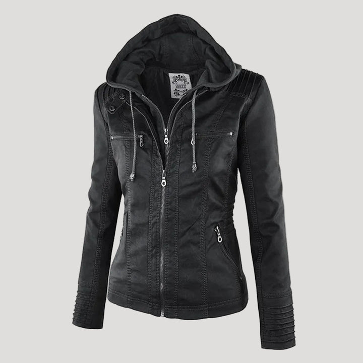 Ronja | Wetterfeste Kapuzen-Lederjacke