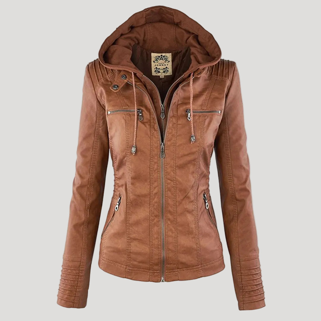 Ronja | Wetterfeste Kapuzen-Lederjacke