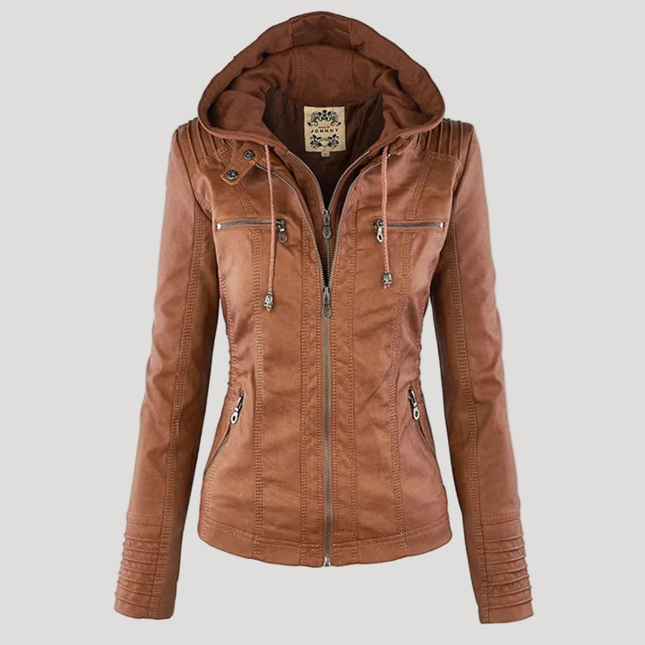 Ronja | Wetterfeste Kapuzen-Lederjacke