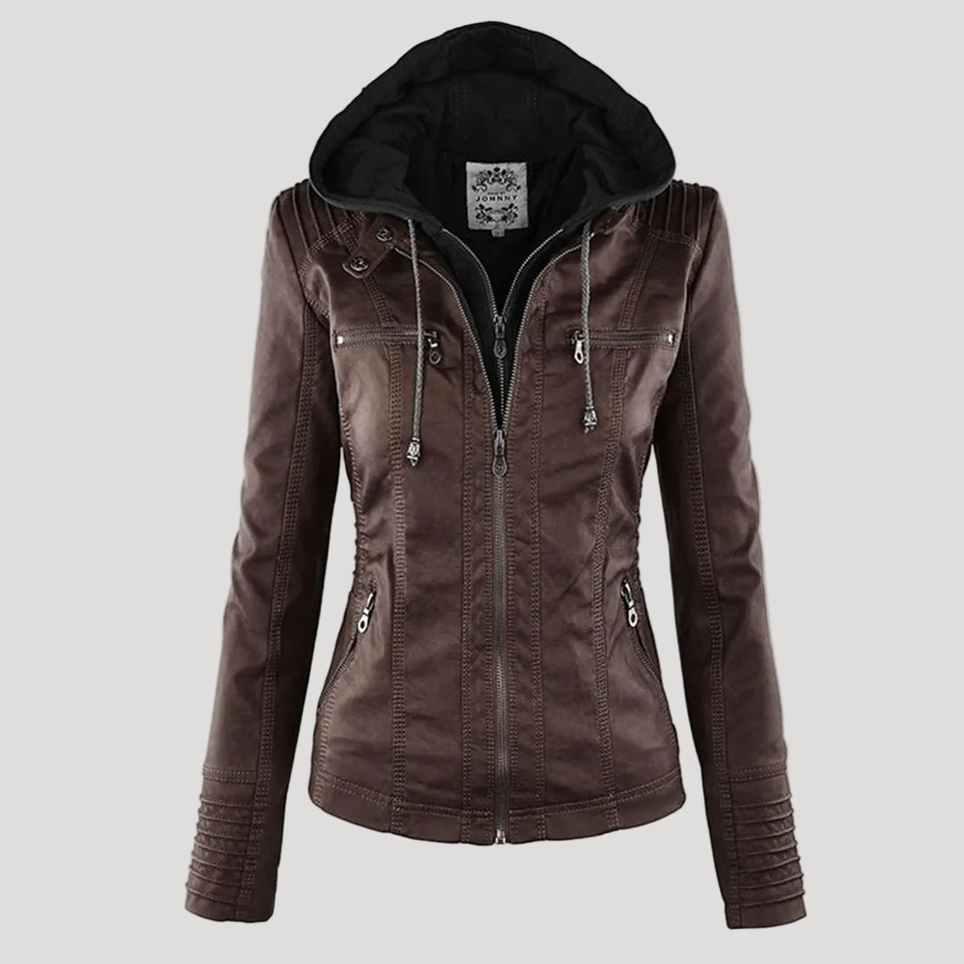 Ronja | Wetterfeste Kapuzen-Lederjacke