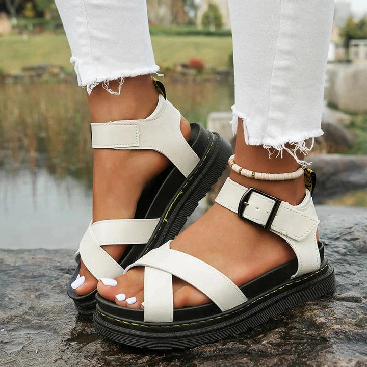 Roxana | Damen Plateau-Riemensandalen mit Schnalle