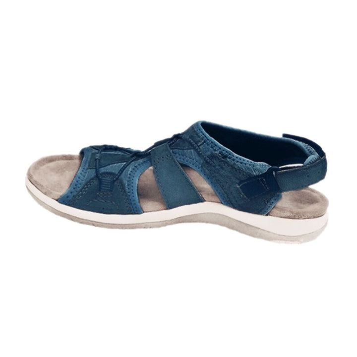 Sandalen Damen mit breiten Kreuzriemen Klettverschluss und offener Zehenpartie