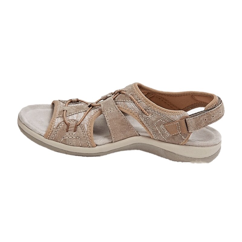Sandalen Damen mit breiten Kreuzriemen Klettverschluss und offener Zehenpartie